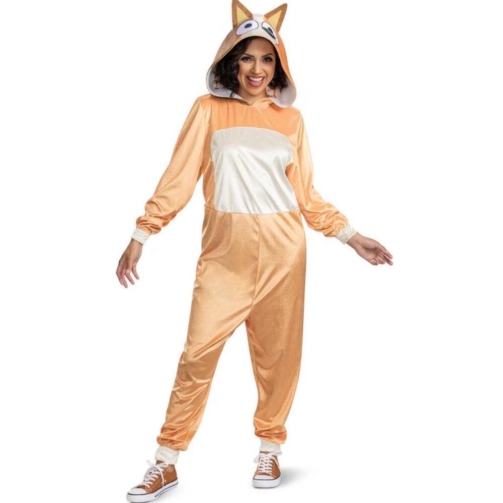 Bluey Chilli Halloween Costume Medium 8/10 Adult Orange Jumpsuit Womens Cartoon